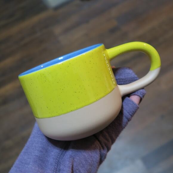 Starbucks Pair 2 Mugs White Rainbow Valentine Terracotta Yellow Blue Speckled - Picture 2 of 11